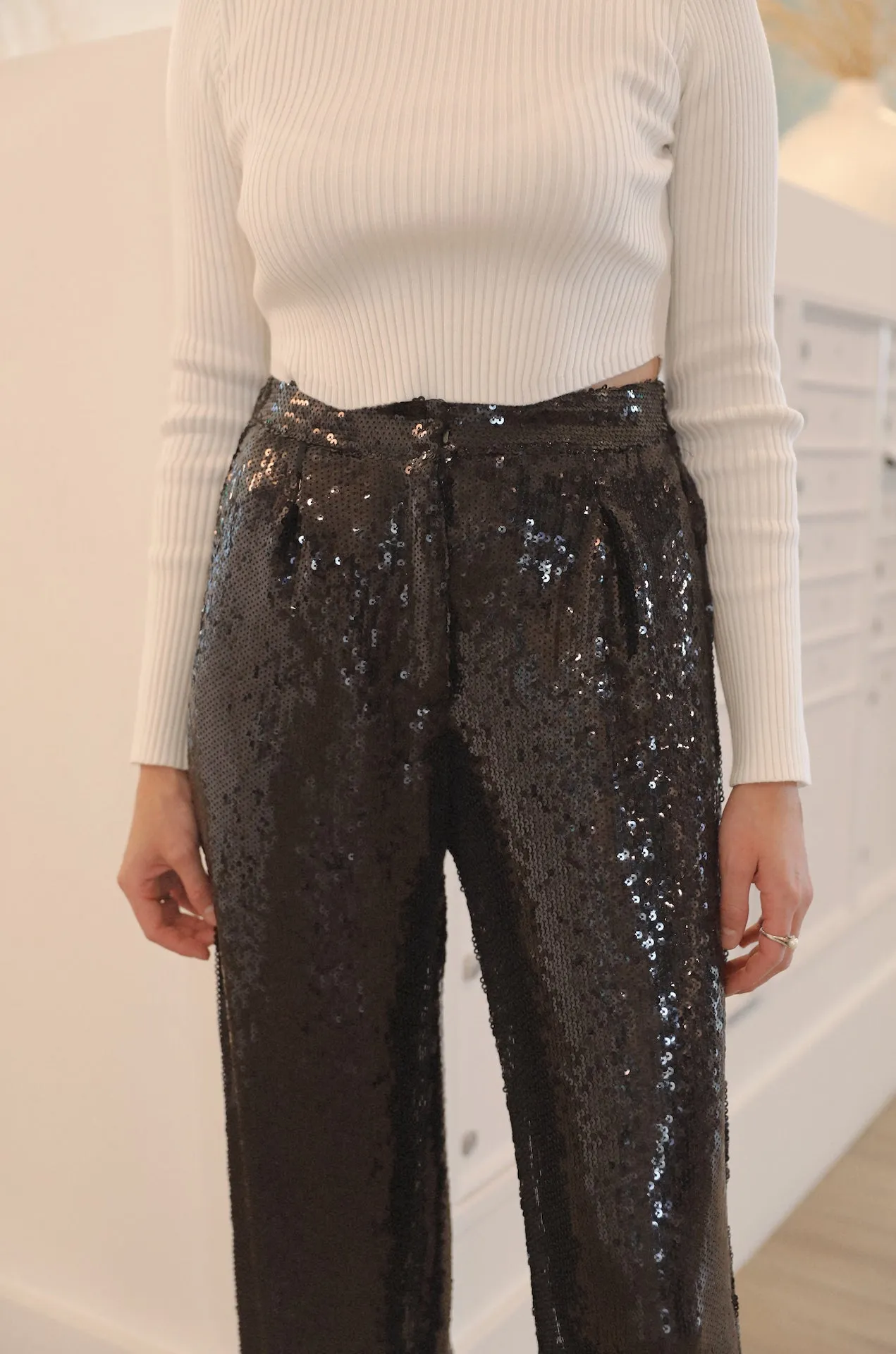 Midnight Twinkle Black Sequin Pants