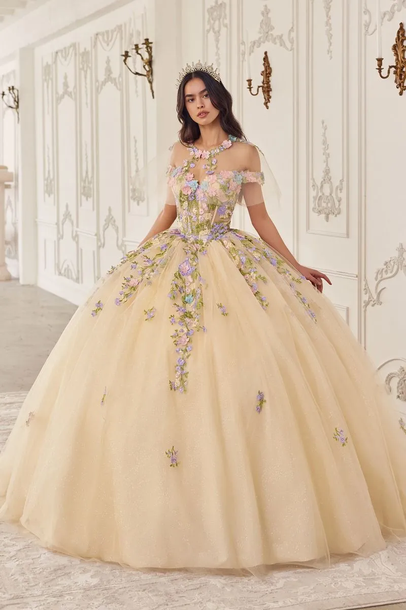 MULTI COLORED FLORAL BALL GOWN CD15724