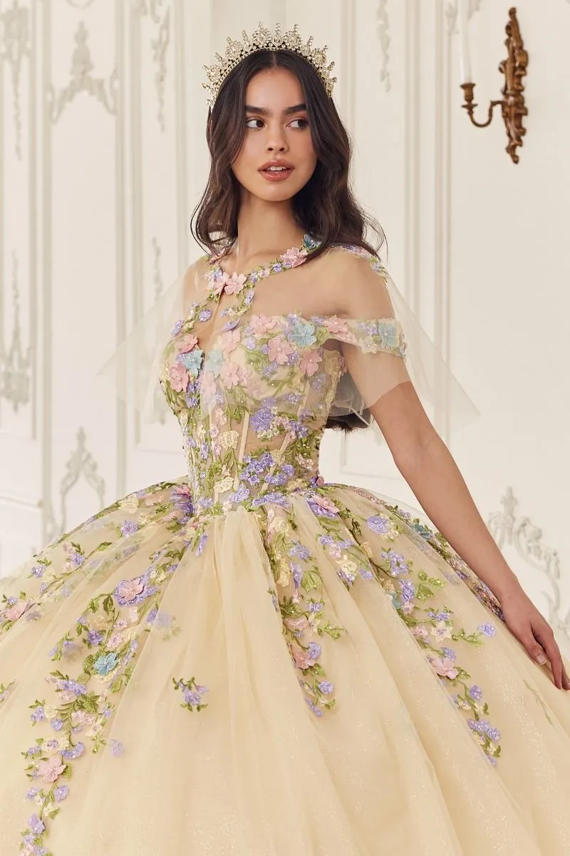 MULTI COLORED FLORAL BALL GOWN CD15724