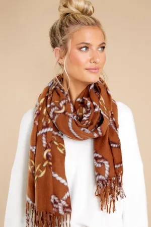 Never Been So Sure Brown Print Scarf