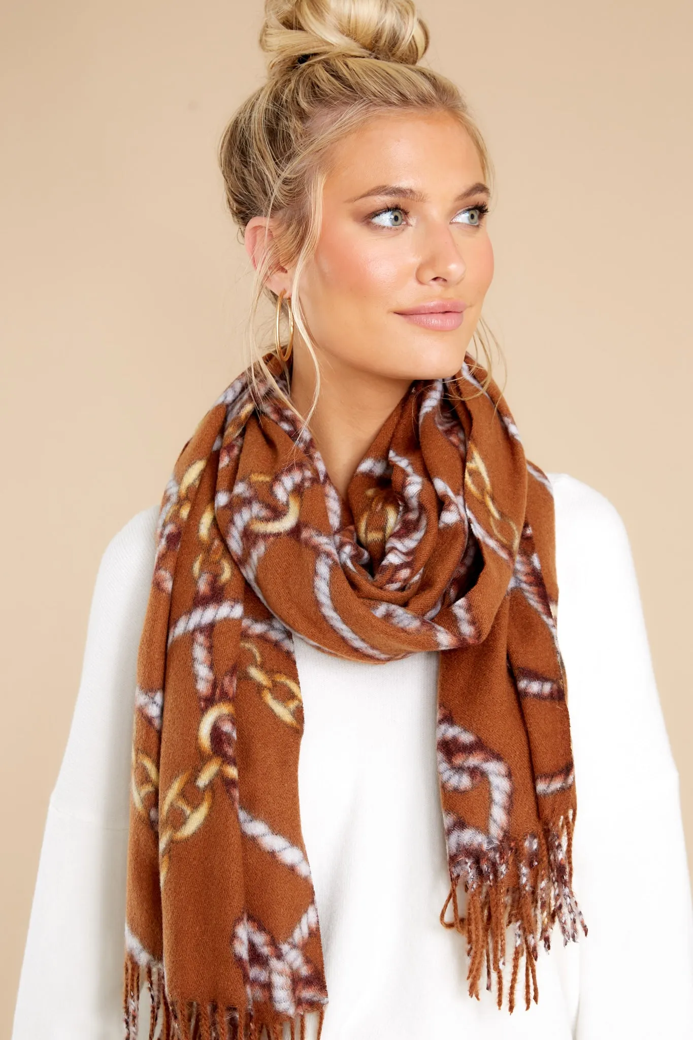 Never Been So Sure Brown Print Scarf