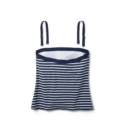 New - Lands' End Women's Striped Bandeau Tankini Tank Top Swimsuit Removable Straps