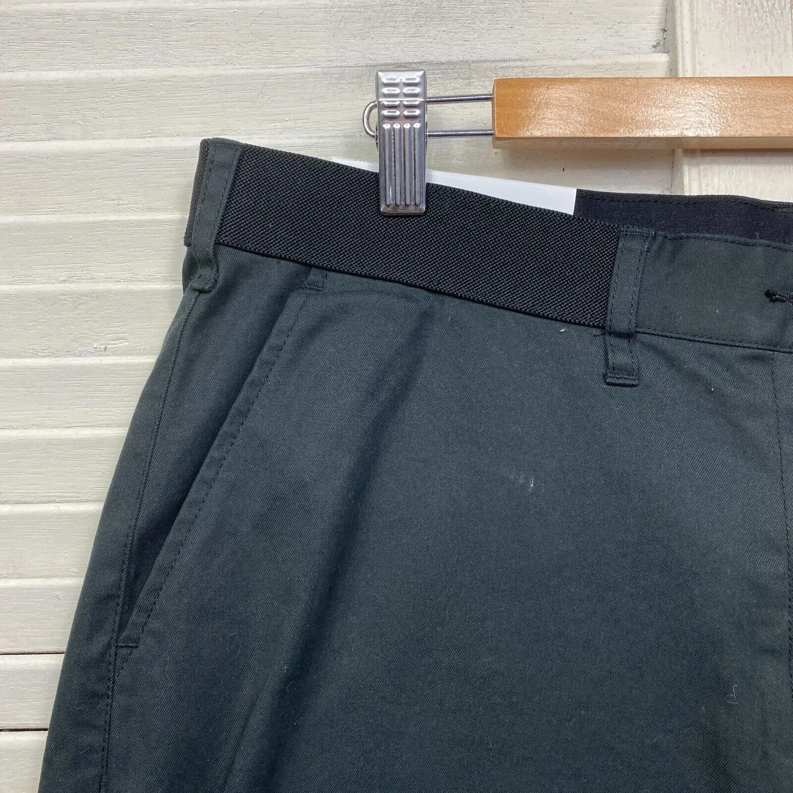 NNT Workwear Shorts Size 16 Black Pockets Zip Fly Cotton Smart Chinos New