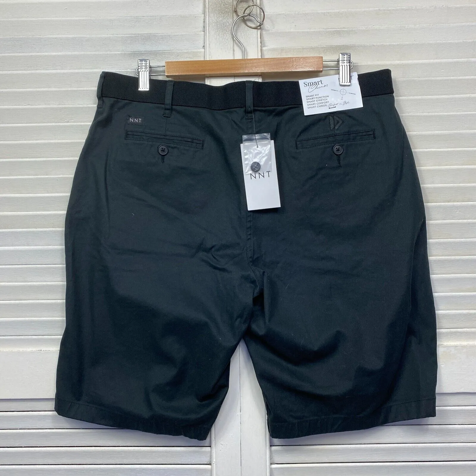 NNT Workwear Shorts Size 16 Black Pockets Zip Fly Cotton Smart Chinos New