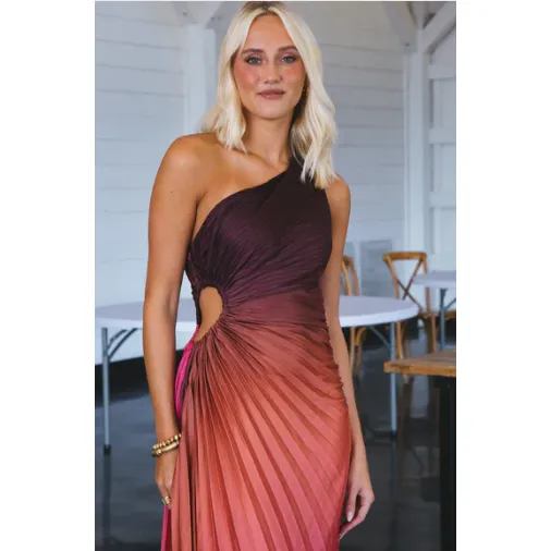 Orinana One Shoulder Dress, Coral/Rust