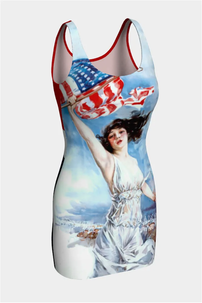 Patriotic Print - Fight or Buy Bonds Bodycon Dress