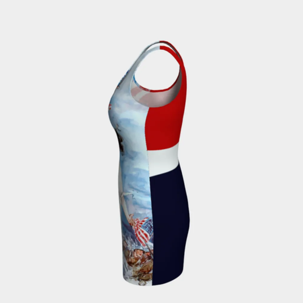 Patriotic Print - Fight or Buy Bonds Bodycon Dress