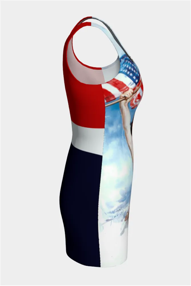 Patriotic Print - Fight or Buy Bonds Bodycon Dress