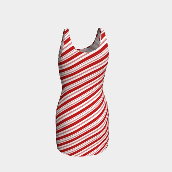 Peppermint Candy Cane Striped Bodycon Dress