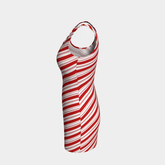 Peppermint Candy Cane Striped Bodycon Dress