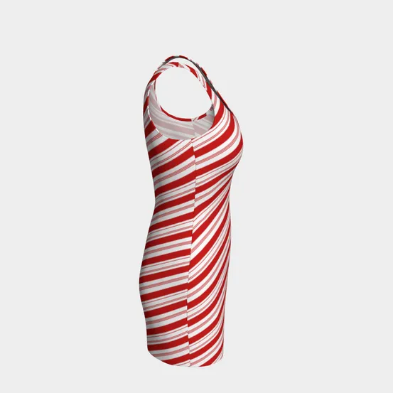 Peppermint Candy Cane Striped Bodycon Dress