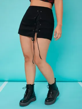 Plain Zipper Plus Size Shorts