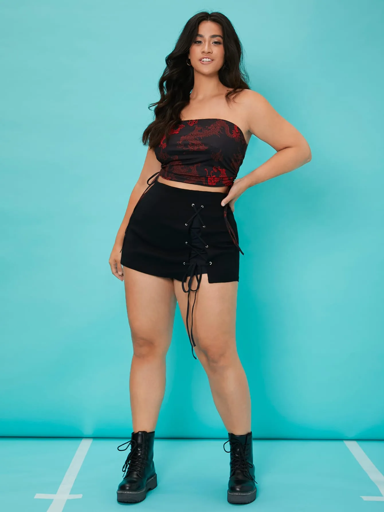 Plain Zipper Plus Size Shorts