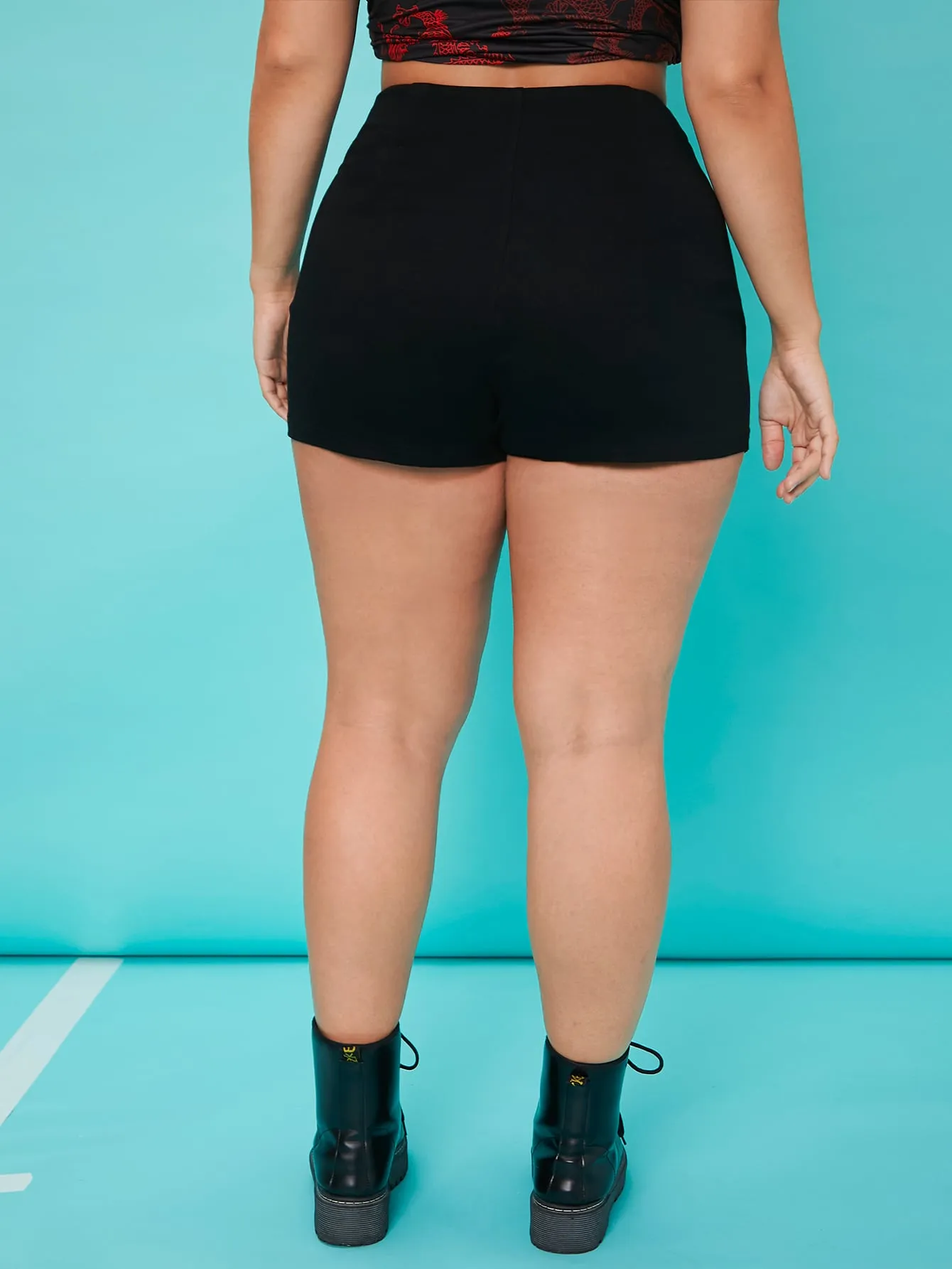 Plain Zipper Plus Size Shorts