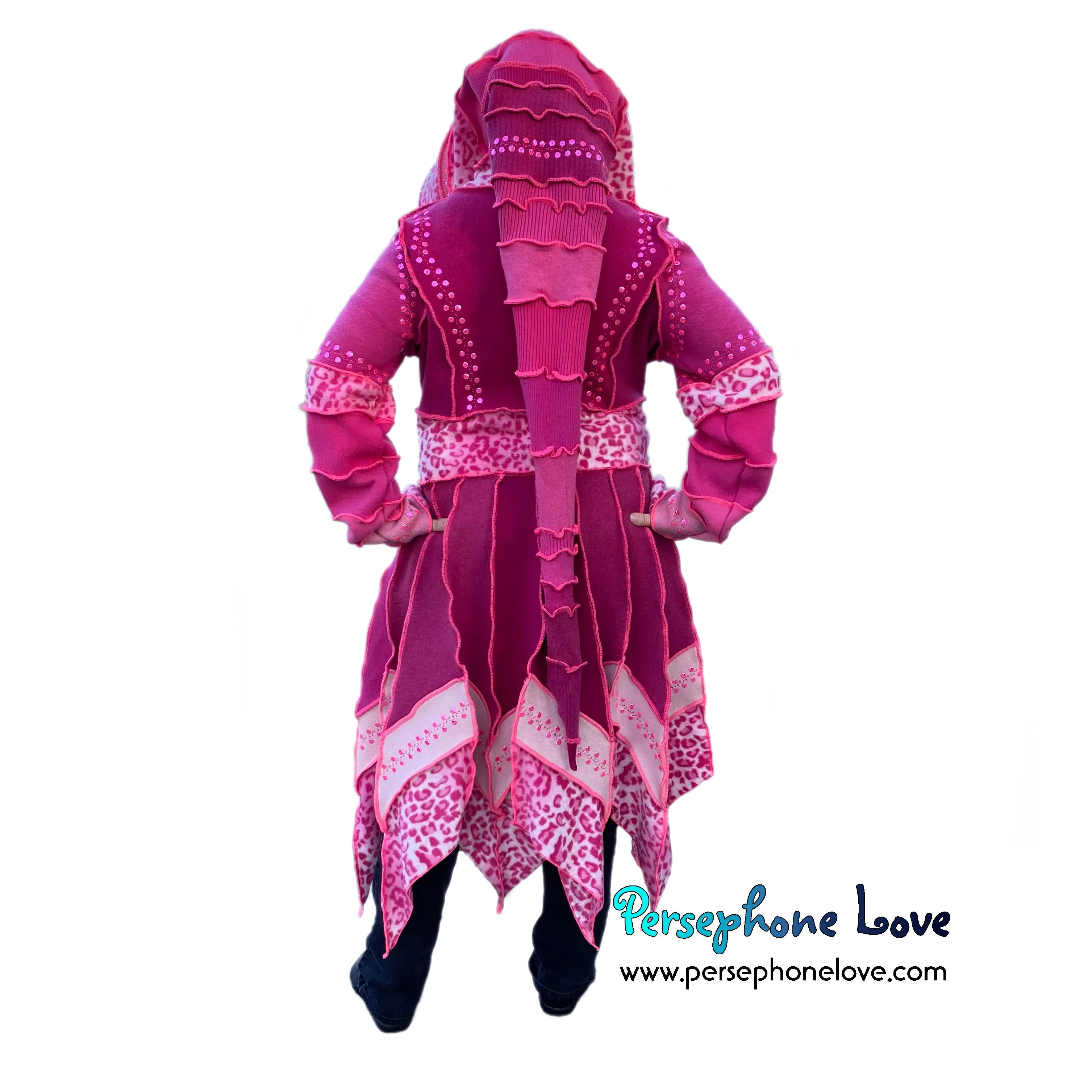 “Proper Patola” Pink pixie felted cashmere/wool/fleece Katwise-inspired sequin sweatercoat-2571