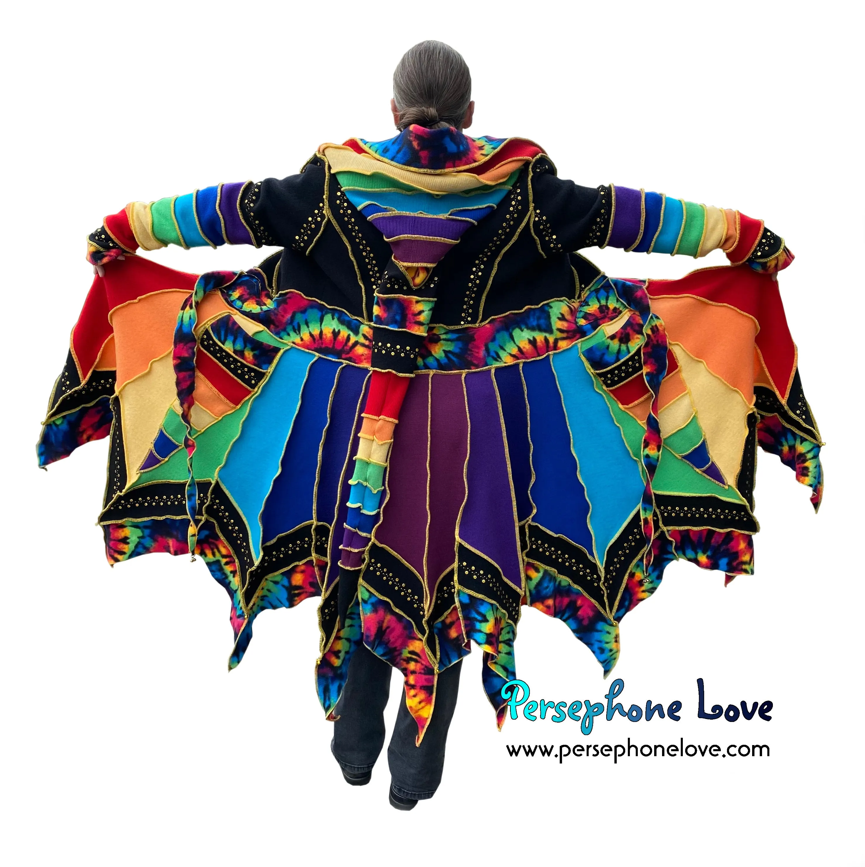 “Prophet” Rainbow pixie felted cashmere/wool/fleece Katwise-inspired sequin sweatercoat-2572