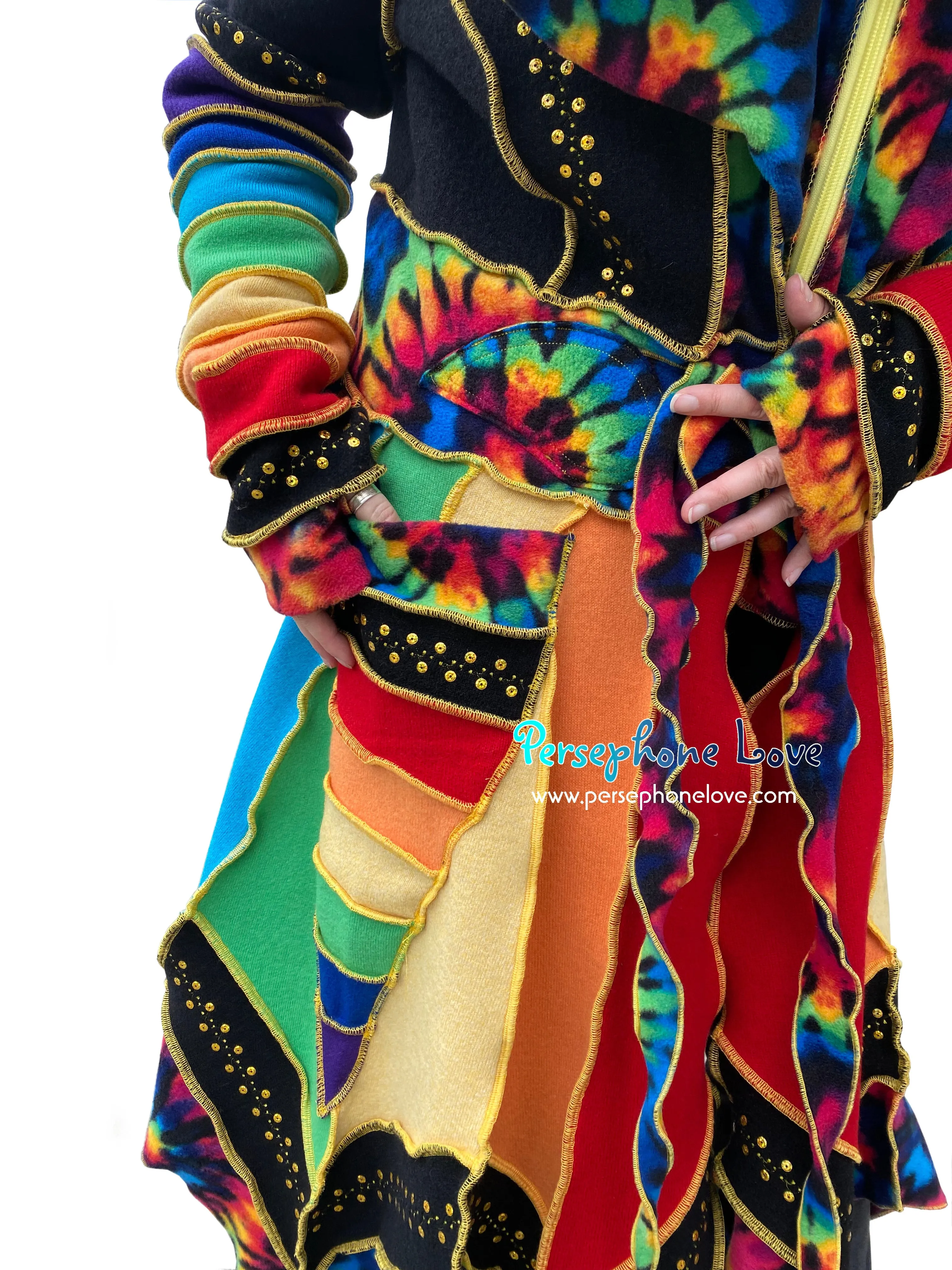 “Prophet” Rainbow pixie felted cashmere/wool/fleece Katwise-inspired sequin sweatercoat-2572