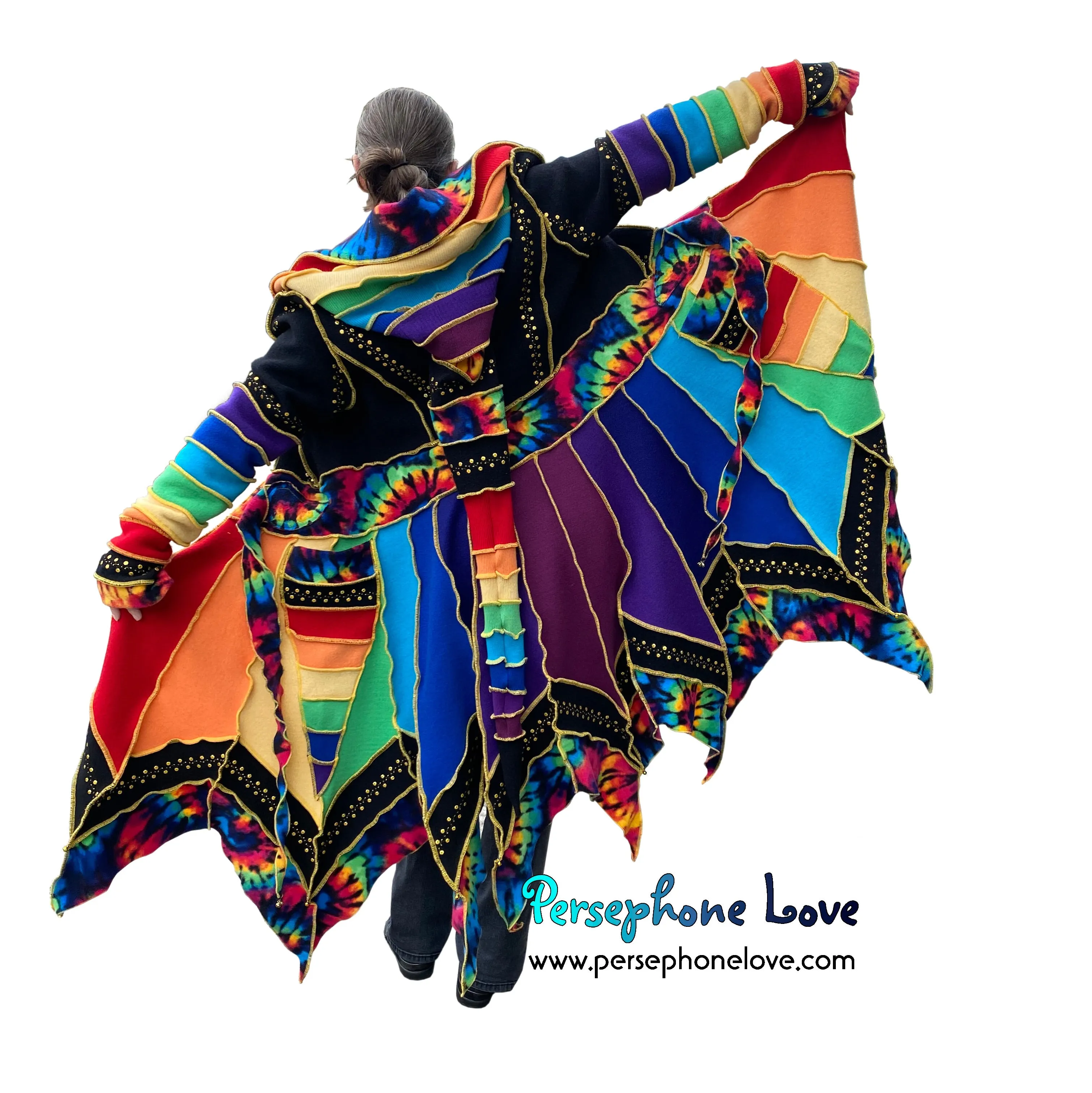 “Prophet” Rainbow pixie felted cashmere/wool/fleece Katwise-inspired sequin sweatercoat-2572