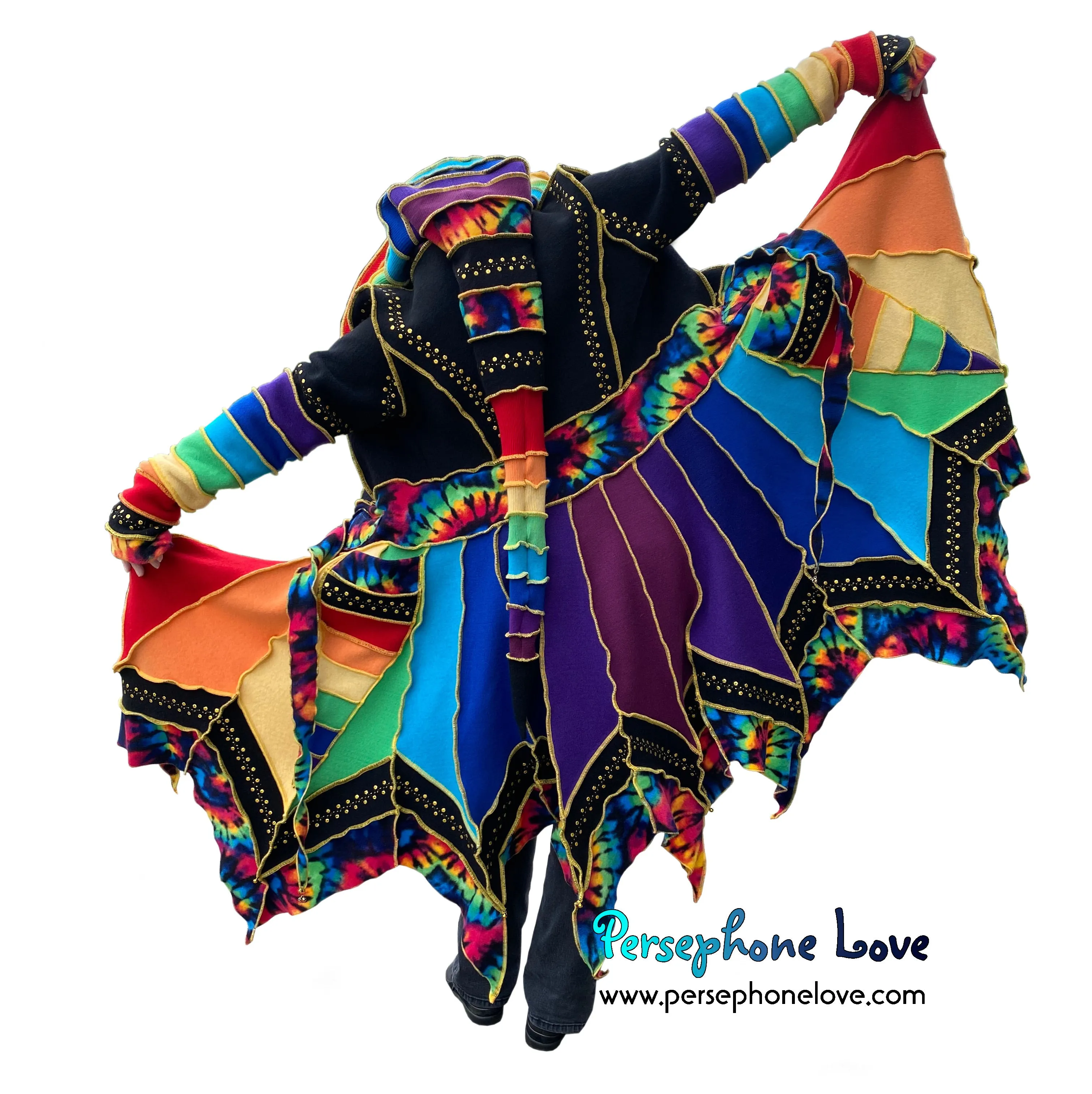 “Prophet” Rainbow pixie felted cashmere/wool/fleece Katwise-inspired sequin sweatercoat-2572