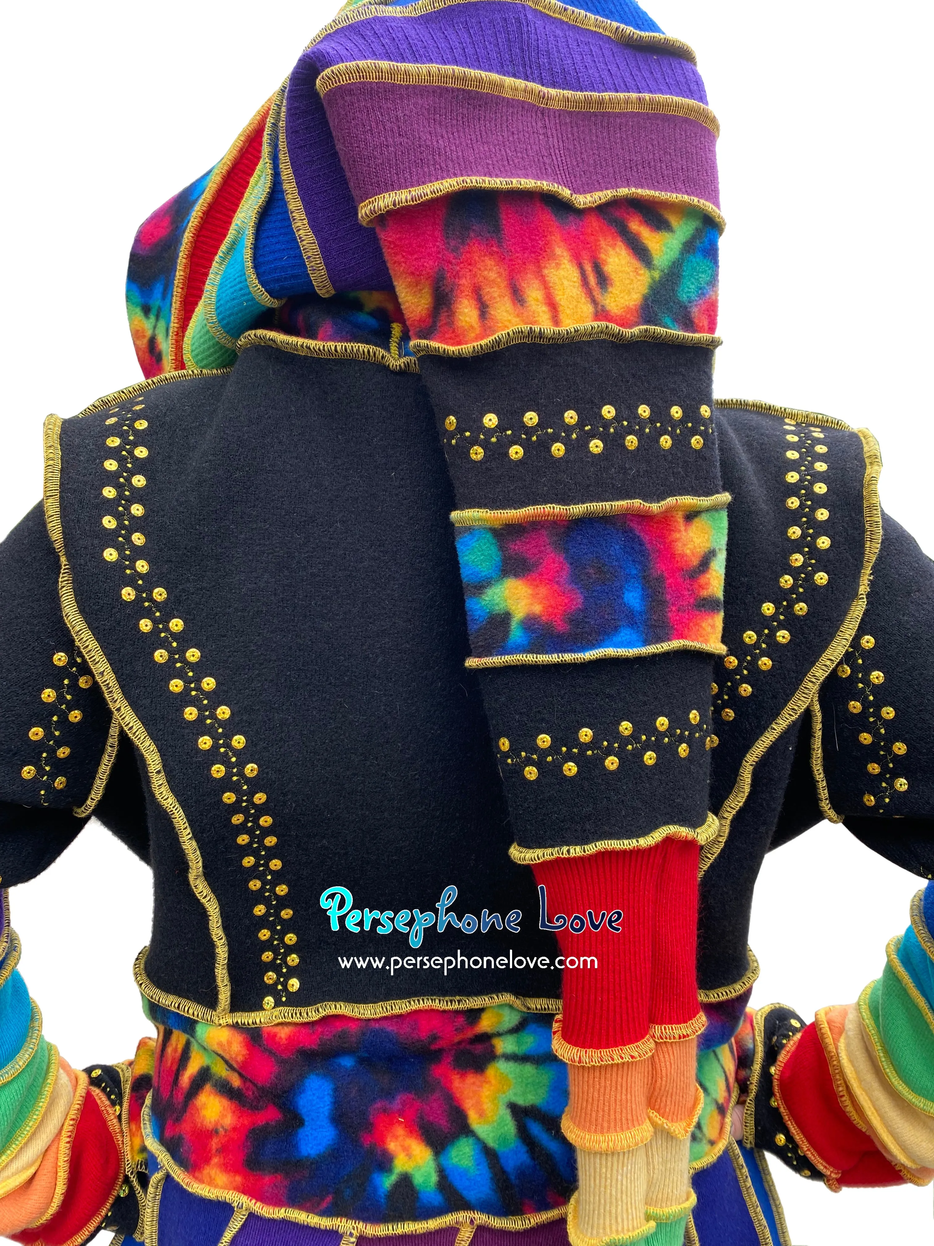 “Prophet” Rainbow pixie felted cashmere/wool/fleece Katwise-inspired sequin sweatercoat-2572