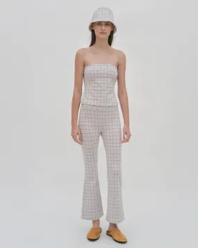 PULL ON CROPPED FLARE - STRIPED WINDOWPANE