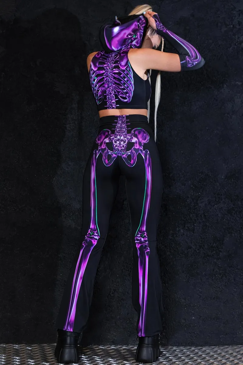 Purple Skeleton Flare Pants Set