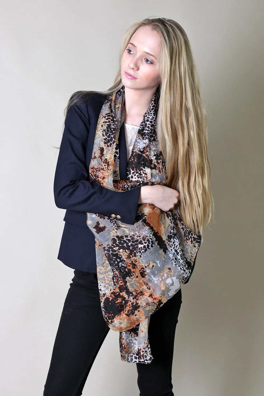 Rachel Animal Print Fine Silk Scarf