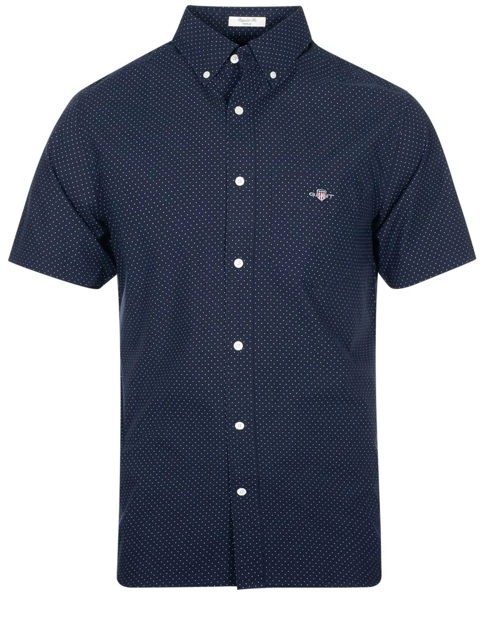 Regular Micro Dot Poplin Short Sleeve Shirt Evening Blue