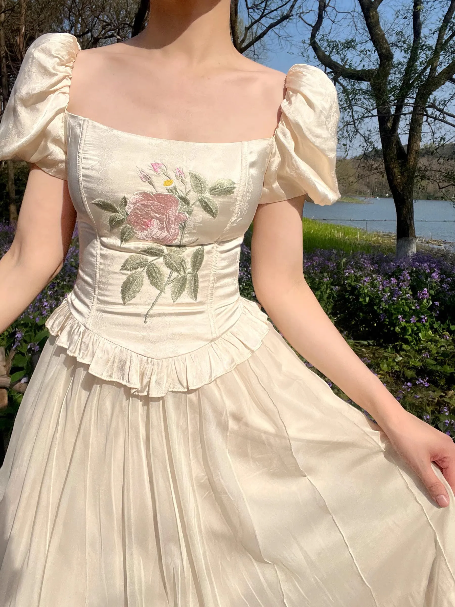 Retro Coquette Embroidery Corset & Skirt