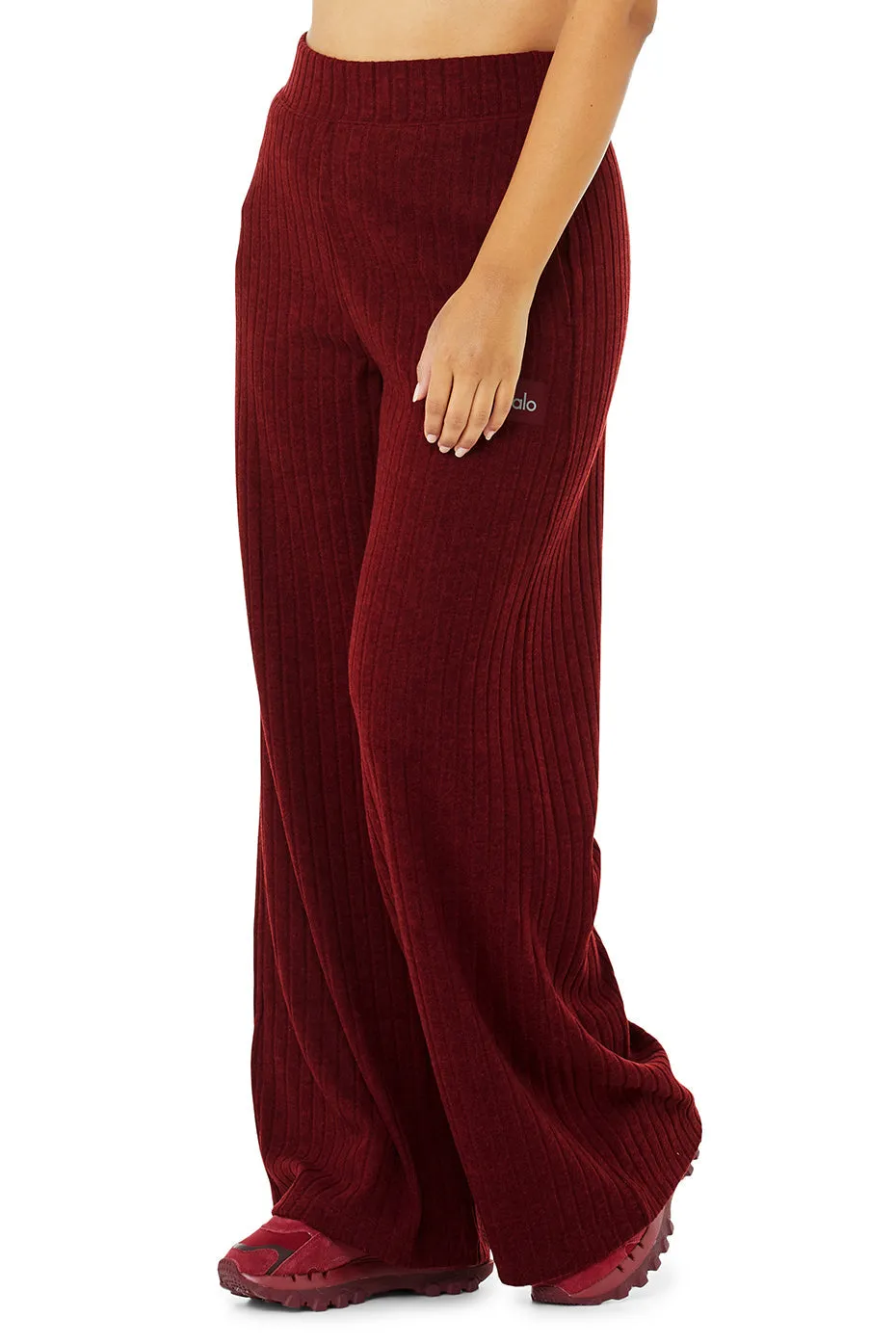 Ribbed Take Comfort Wide Leg Pant - Cranberry