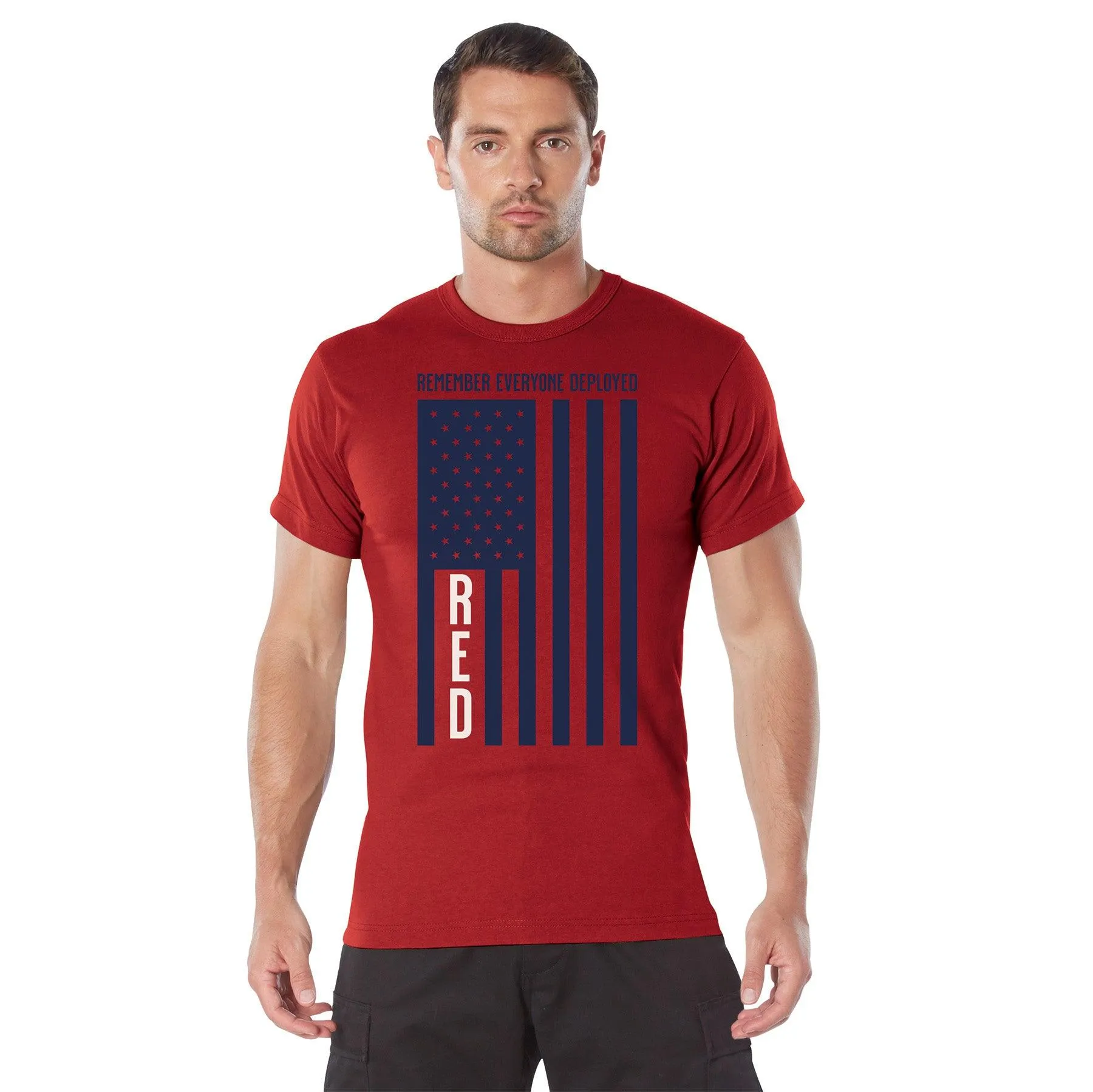 Rothco R.E.D. (Remember Everyone Deployed) T-Shirt with Solid Blue Flag