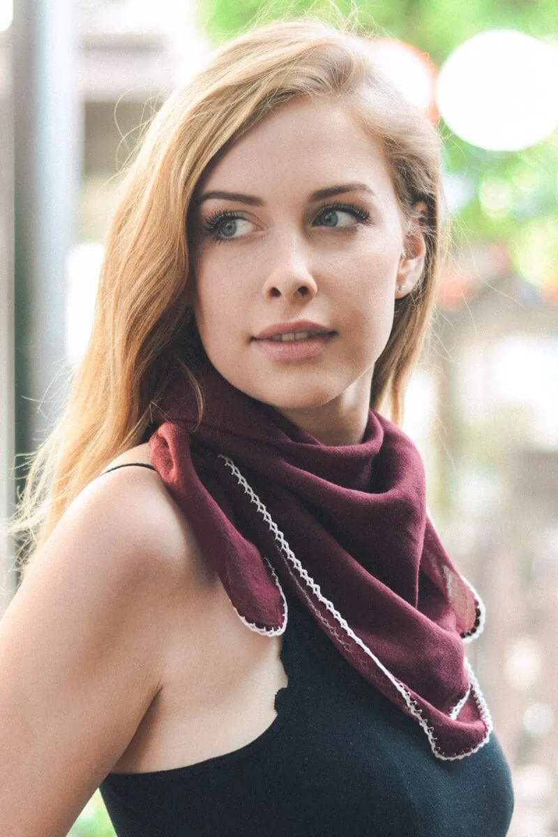 Scallop Stitch Trim Bandana Scarf