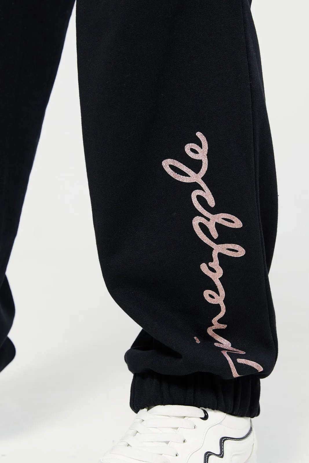 Senior Girls Black Cargo Pocket Track Pants