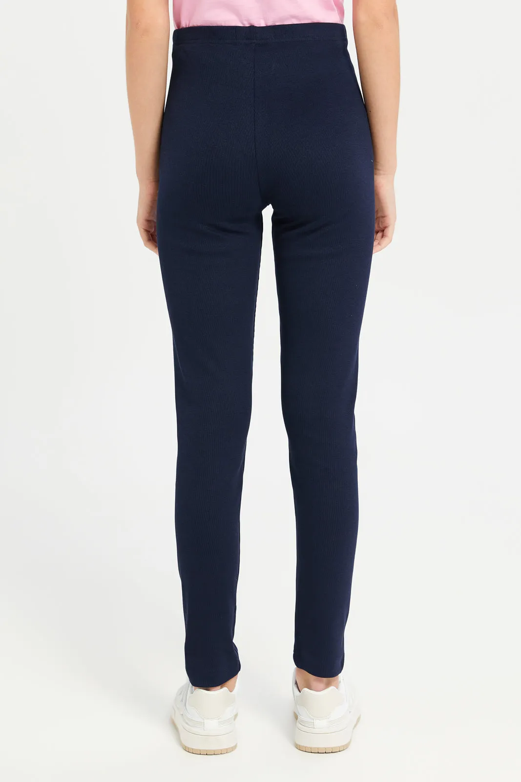 Senior Girls Navy Ribbed Leggings