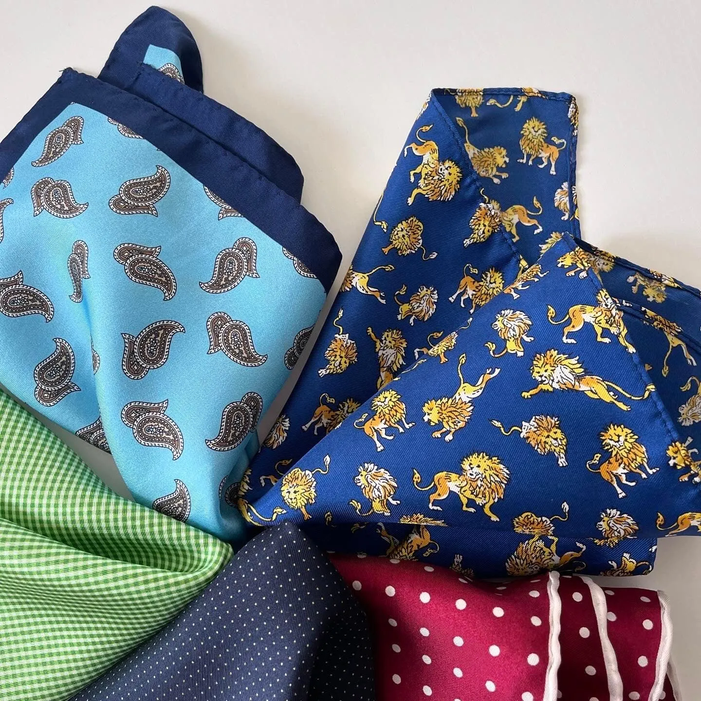 SET OF 5 Silk Pocket Squares