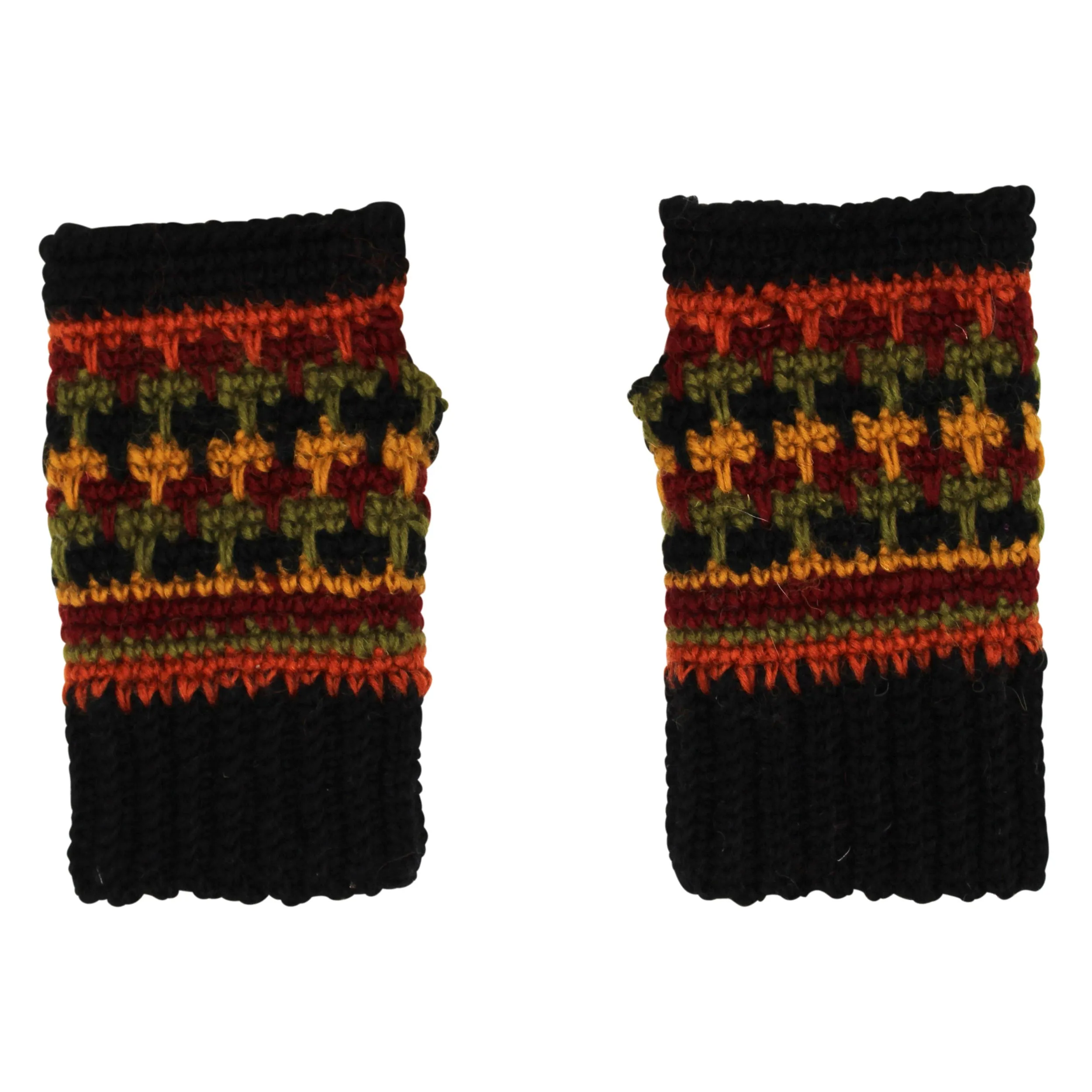 Short Multi Clr Fingerless Gloves