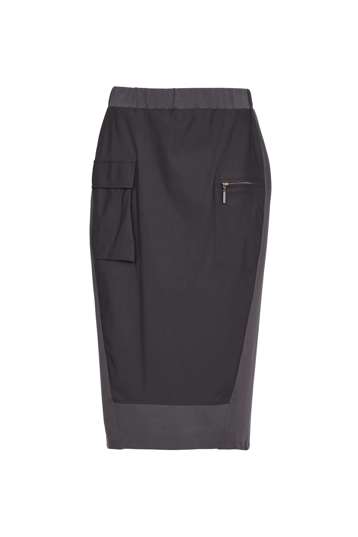 Skirt with Contrast Front Panel in Anthracite/Black