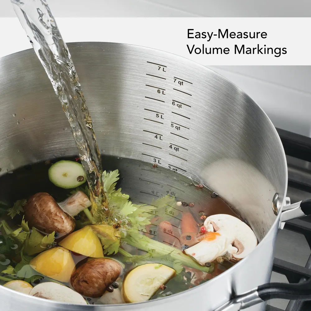 Stainless Steel 8-Quart Stockpot with Measuring Marks and Lid