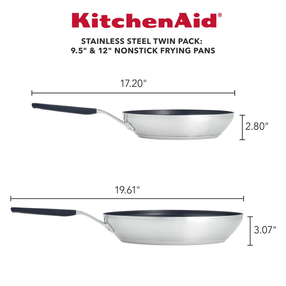 Stainless Steel Nonstick 2-Piece Frying Pan Set