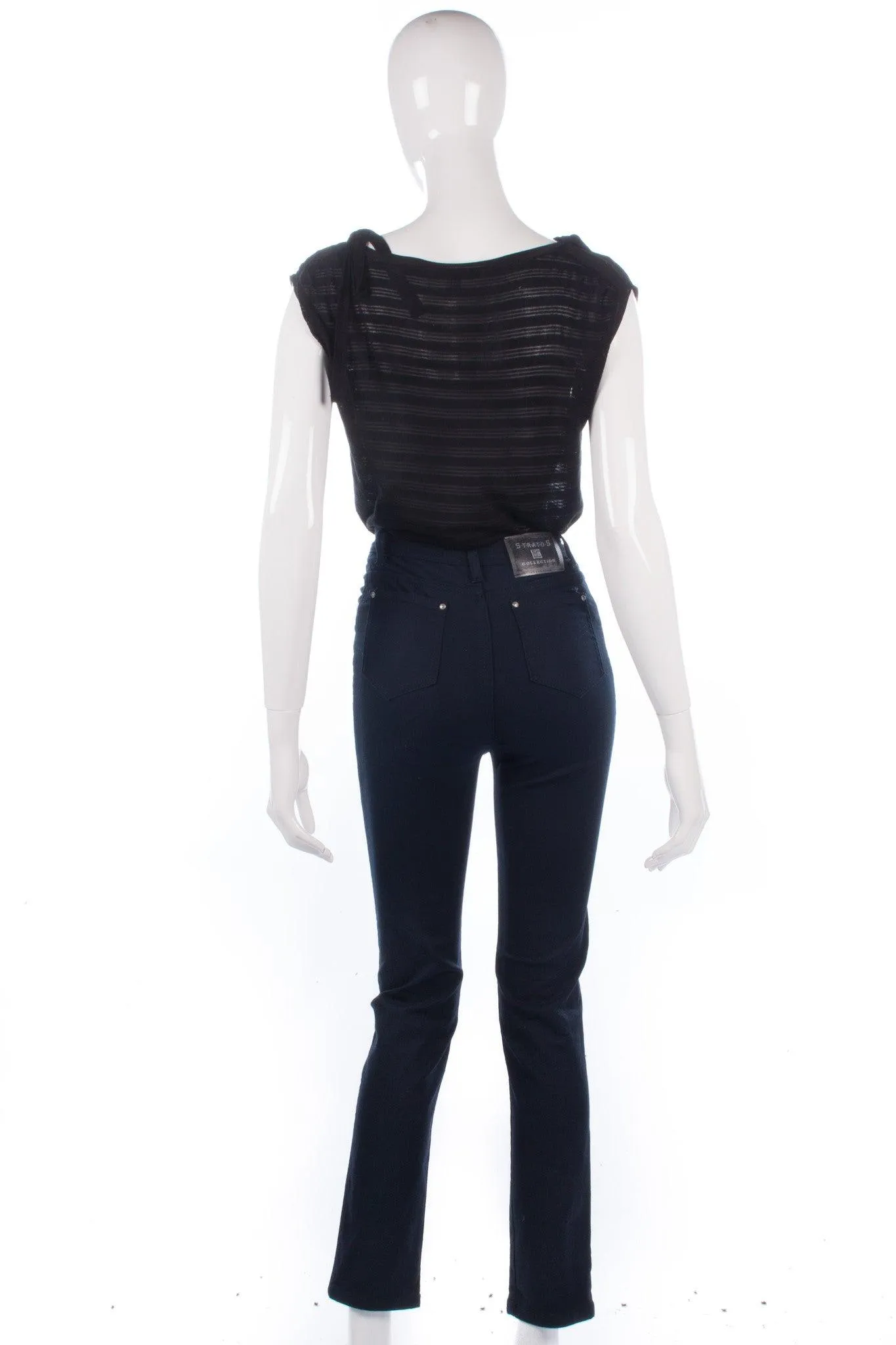 Stratos Collection High Waisted Jeans Dark Blue Stretch Waist Size 6/8