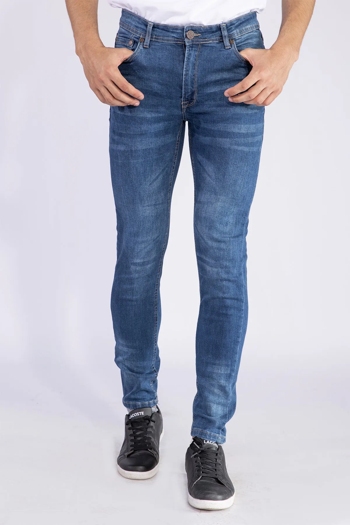 Stretchy Dark Blue Slim Fit Jeans - W21 - MDJ004R