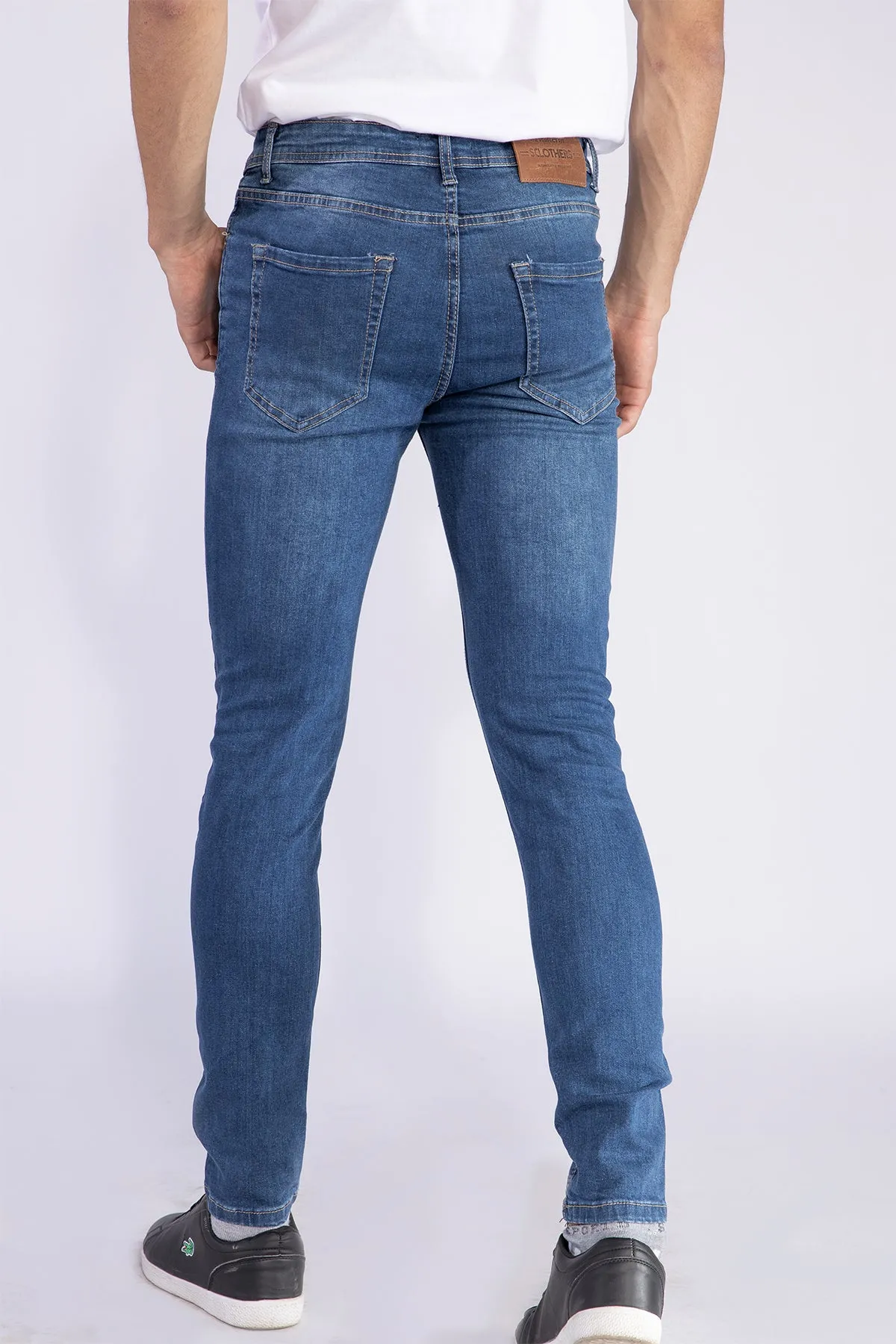 Stretchy Dark Blue Slim Fit Jeans - W21 - MDJ004R