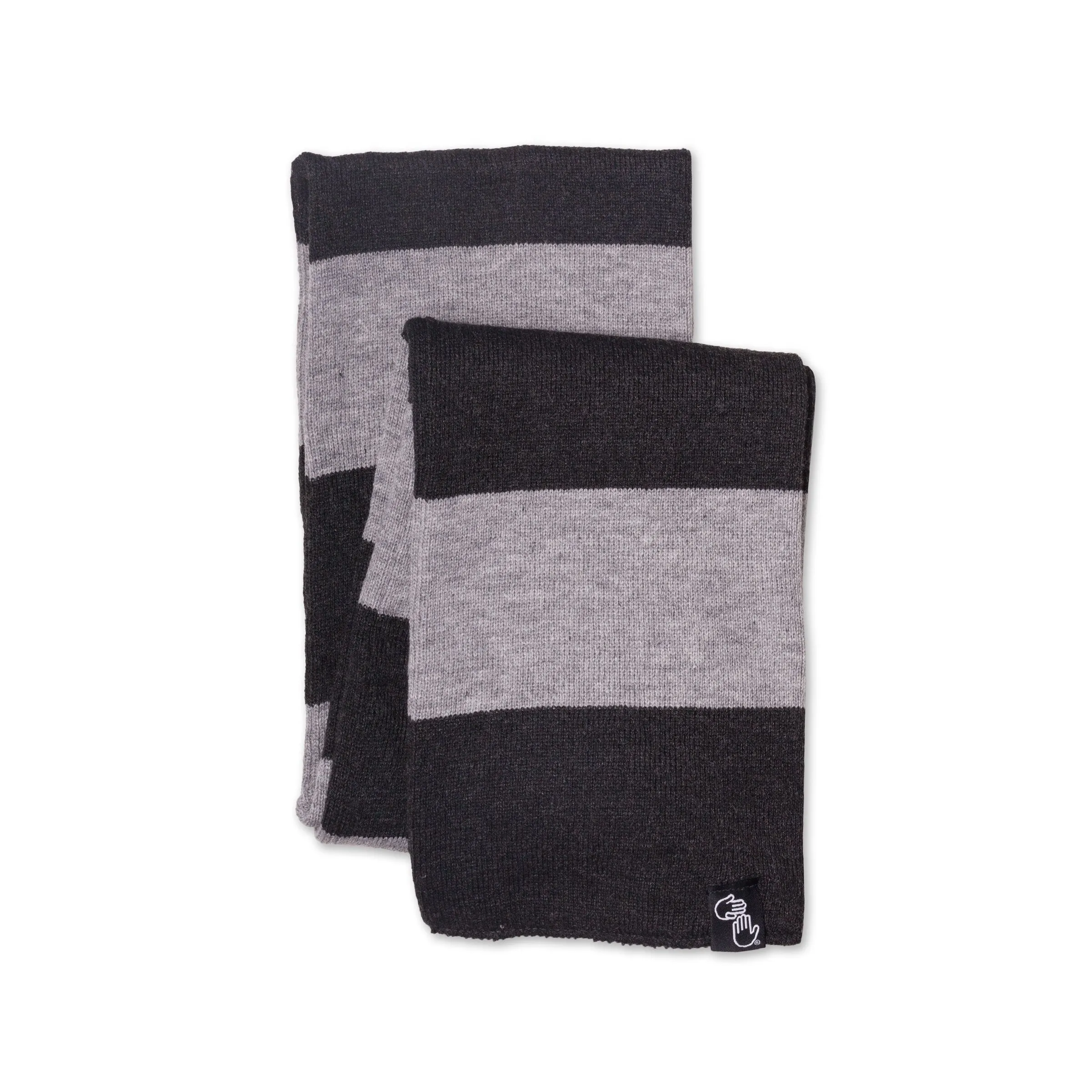 Striped Knit Scarf (Charcoal and Grey)