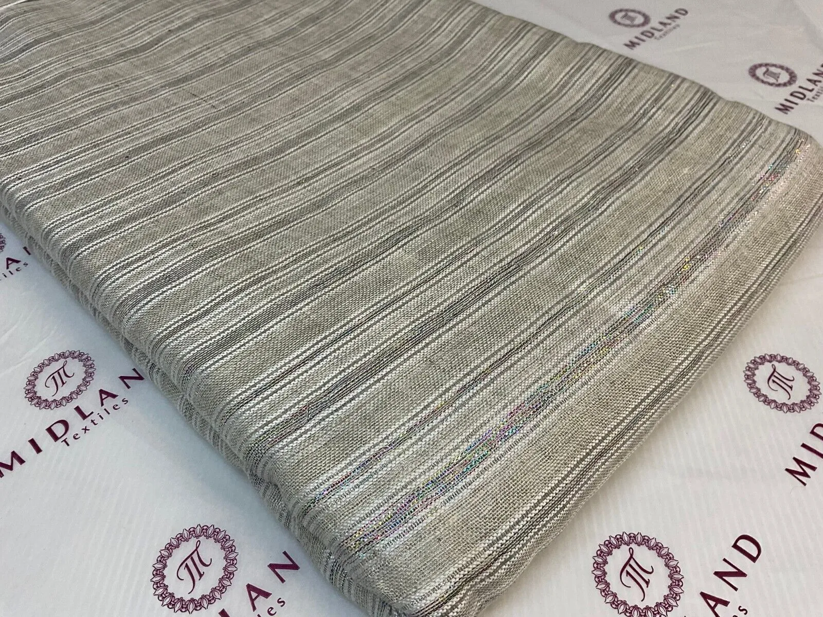 Stripped Handloom Linen dress Fabric 114cm wide M1771