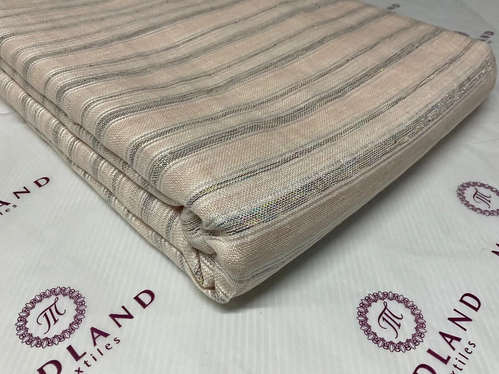 Stripped Handloom Linen dress Fabric 114cm wide M1771