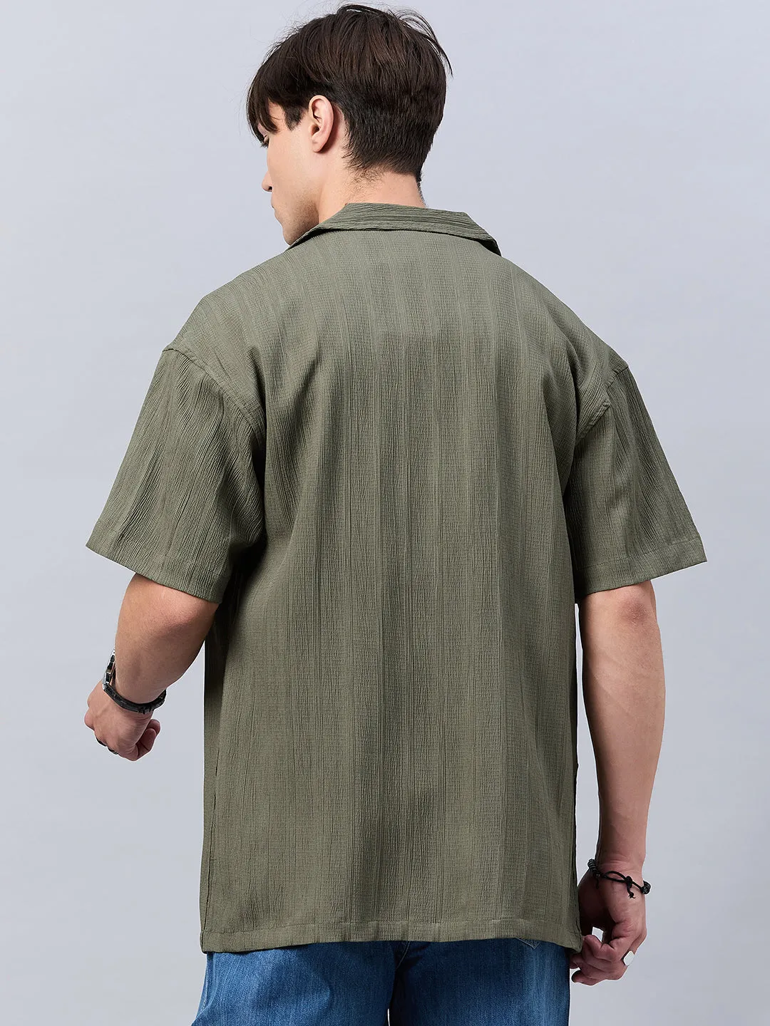 Style Quotient Men Green Dropped Shoulder solid Shirt