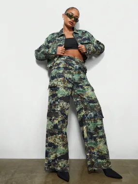 SUMWON WOMEN Camo Print Straight Fit Cargo Pants