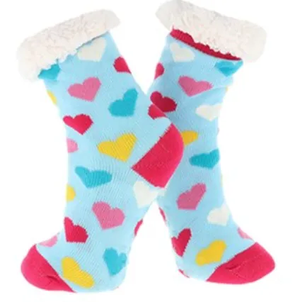 Super Warm Fluffy Heart Print Socks (3 Colours)