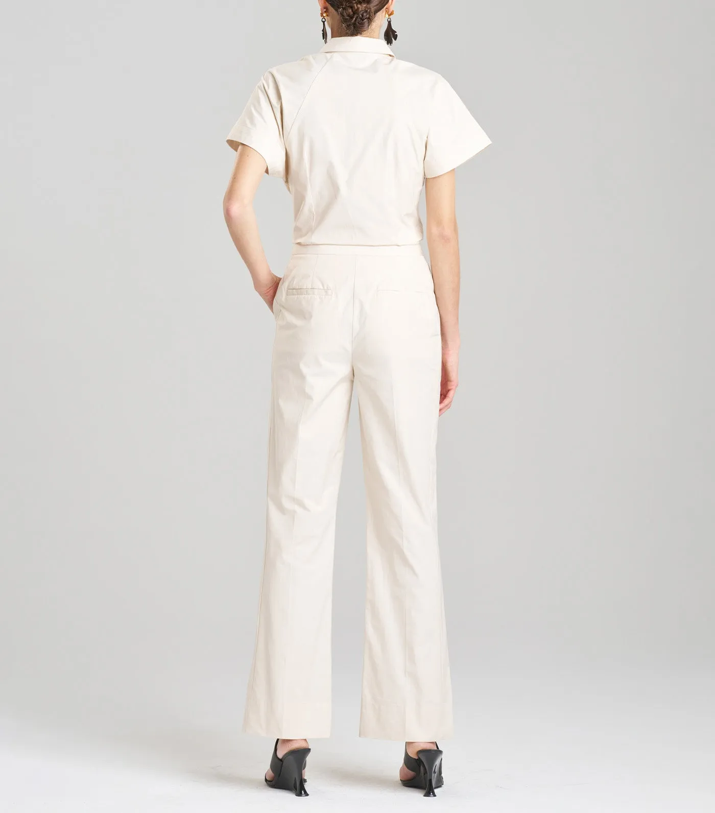 Tech Cotton Taffeta Pants Cream