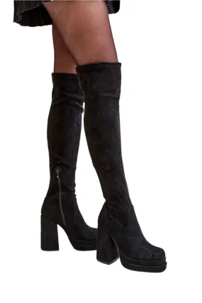 TEEK - Suede Over The Knee Heel Boots